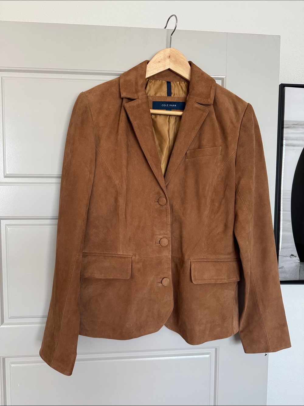 NWOT Cole Haan Suede Chestnut Suede Blazer Jacket, S